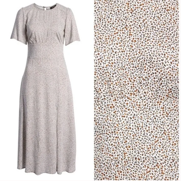 3. AFRM Janice Mini Leopard Print Midi Dress Size M - Picture 3 of 9